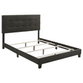 Charcoal Tufted Queen Panel Bed with Modern Upholstered Design, Black Legs, 100% Polyester Fabric