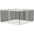 Outsunny 13' x 13' Replacement Mesh Sidewall Netting for Patio Gazebos and Canopy Tents with Zippers (Sidewall Only), Cream