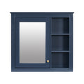 Modern Blue Wall-Mounted Medicine Cabinet with Mirror and 3 Open Shelves, 30'' x 28'' MDF Storage Cabinet