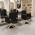 Hydraulic Salon Chair 360° Swivel - Professional Barber Stylist Chair with Pump, Non-Tilting Hairdressing Chair for Salon Tattoo Spa, Black Gold Stylist Equipment (Single Pack)