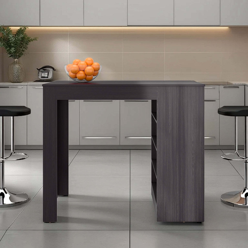 Wenge Kitchen Island with Open Storage