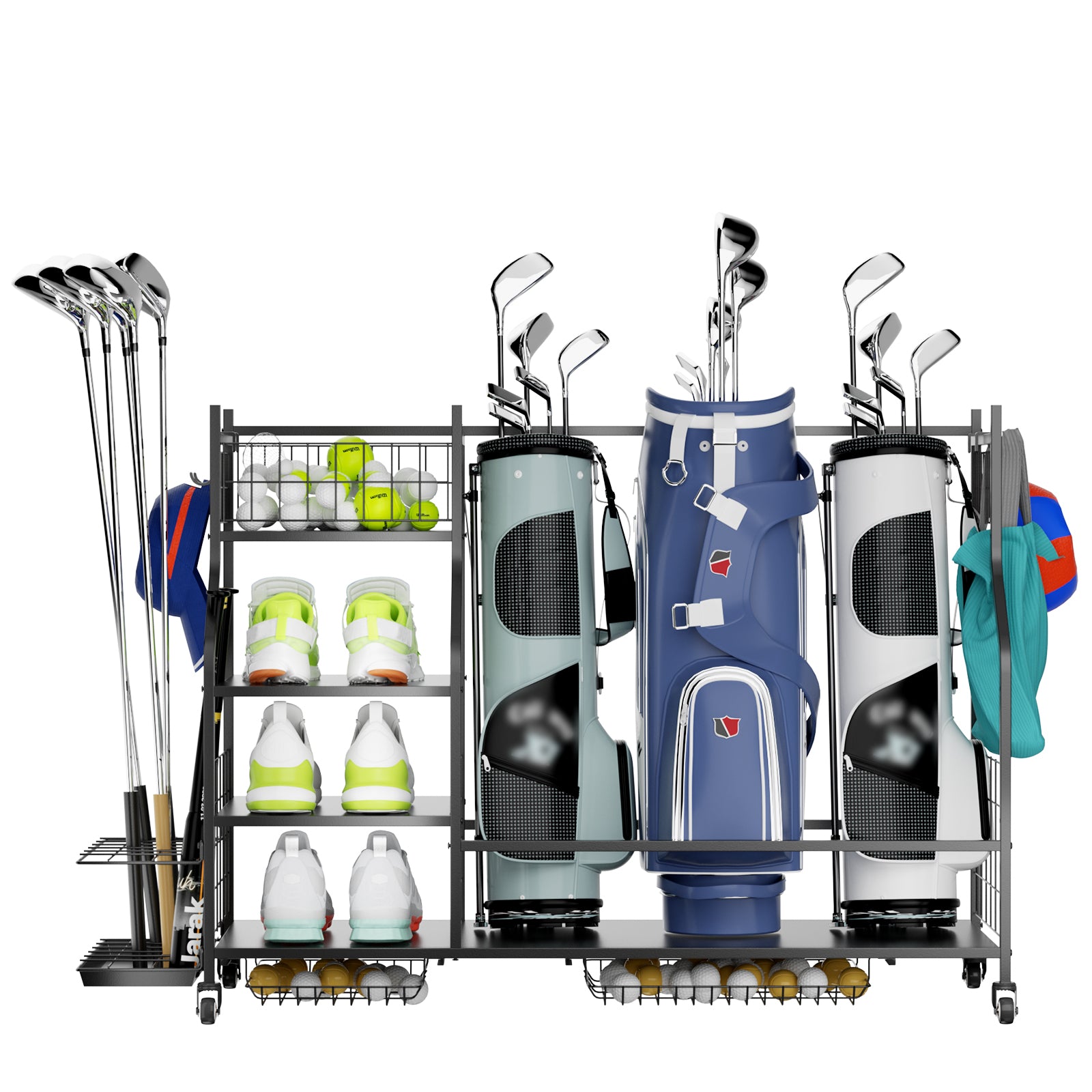 Golf Bag Storage Garage Organizer,Golf Club Bag Storage Rack for Garage, Extra Storage Rack for Golf Clubs,Golf Bag Organizer Fit for Garage,Shed,Basement