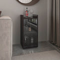 Theba Minibar Cabinet 2 Doors, Open Shelf And Compact Design, Modern Bar Storage, Black
