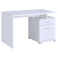 White 2-Drawer Reversible Office Desk with Modular Design, White Finish, Wood Material, 47.25 x 23.5 x 29.5 Inches