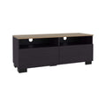 Wenge and Natural Oak TV Stand with a Door and Open Storage
