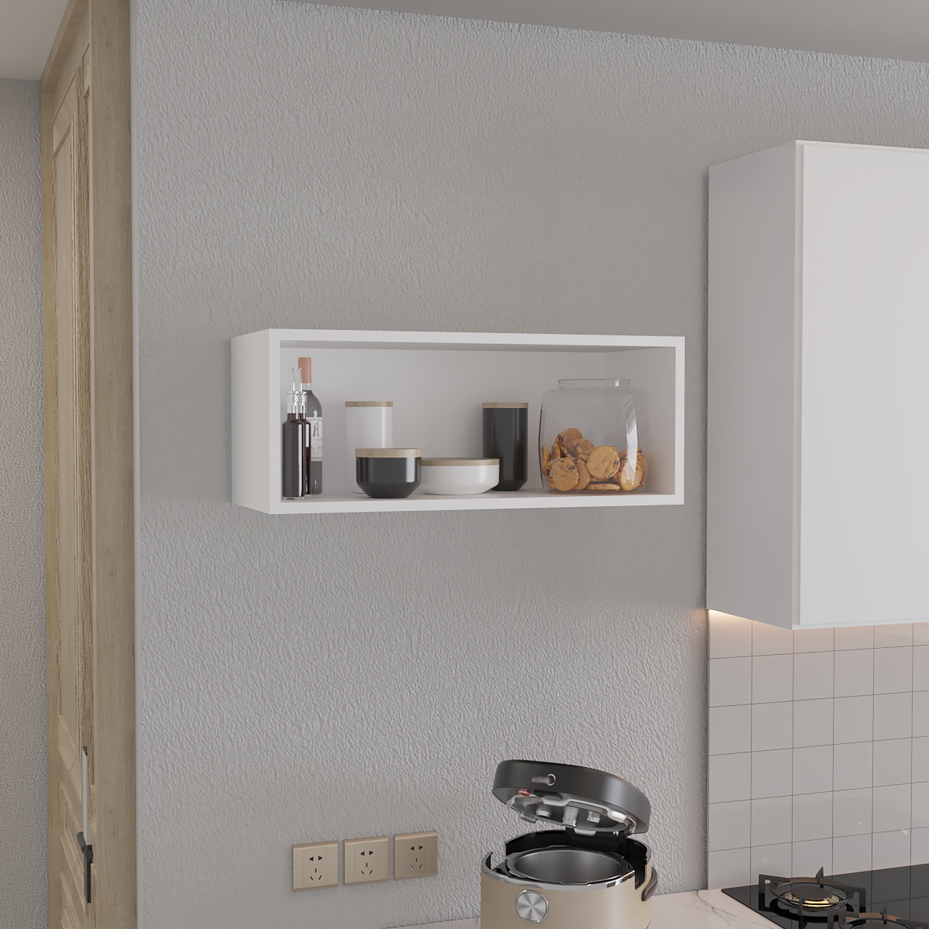 Wally 30' Wide x 12'H Open Wall Cabinet, Wall Shelf, Storage Cabinet, Cube Shelf Bedroom, Office, Living Room, Garage