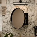 23.6 Inch Surface Mount Round Metal Framed Medicine Cabinet with Mirror and Adjustable Shelves Black Wall Mirror with Storage for Bathroom, Black