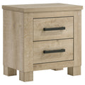 Sansome Weathered Oak 2-Drawer Nightstand Bedside Table in Weathered Oak Finish with Engineered Wood Construction