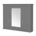 Modern Gray Wall-Mounted Bathroom Cabinet with Mirror and 4 Shelves, MDF Construction, Rectangular Design