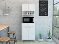 Della 60 Kitchen Pantry with Countertop, Closed & Open Storage -White