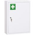 kleankin 16' x 21' Wall Medicine Cabinet with Lock, 3 Tier Steel Locking Wall Cabinet for Bathroom, Kitchen with 2 Keys, White