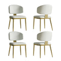 Modern PU Leather Metal Dining Chairs Set of 2, White, for Kitchen and Dining Room