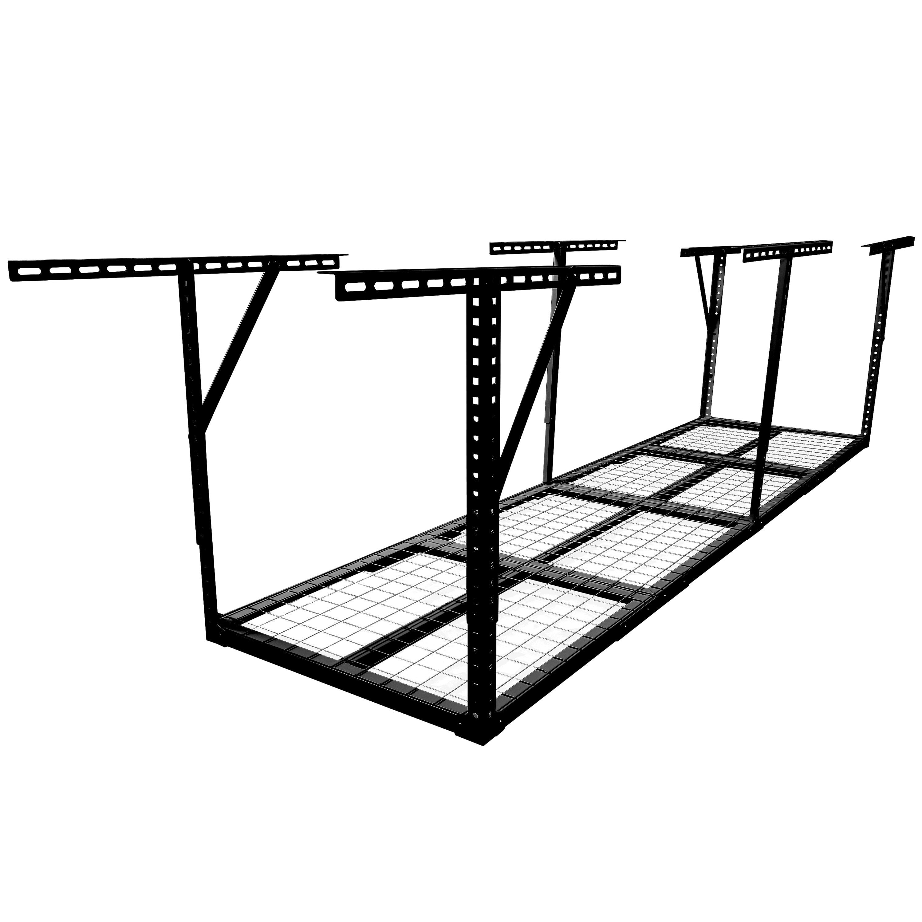 2x8FT Overhead Garage Storage Rack,Adjustable Storage Organization System,Heavy Duty Metal Garage Ceiling Storage Racks,450lbs Weight Capacity,Black Color
