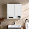 Double-Door Medicine Cabinet With Mirrored Doors And Interior Shelves, White