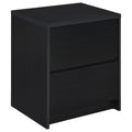 Geary Black 2-Drawer Nightstand with LED Lights and USB Charging Ports in Engineered Wood, 23.5H x 19.75W x 15.5D