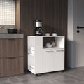 Eldon Two-Door Kitchen Base Cabinet Cart with four Shelves, Side Shelves, Cabinet, Kitchen Storage White