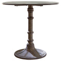 Bronze Round Dining Table with Pedestal Base - Metal and MDF, 30-inch Diameter, Brown Finish