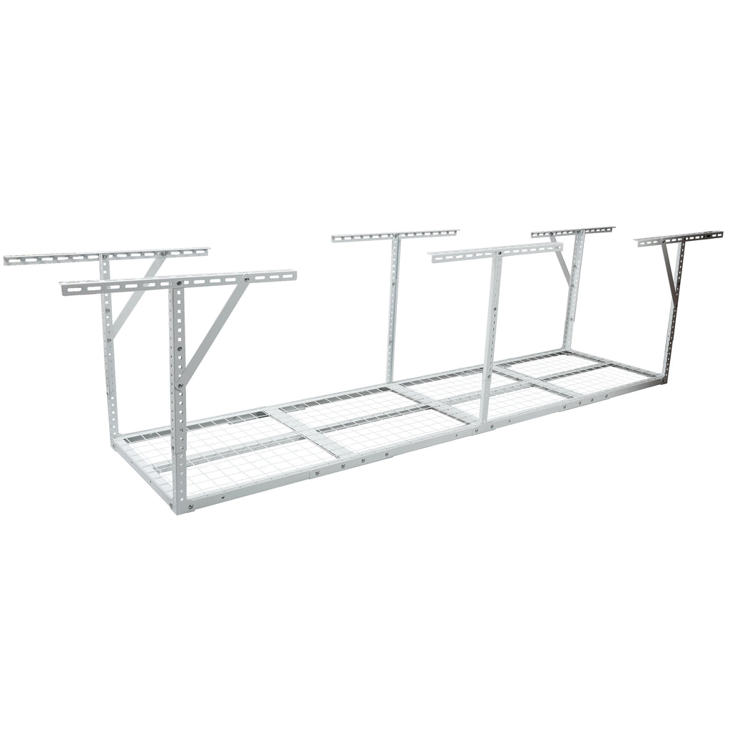 2x8FT Overhead Garage Storage Rack,Adjustable Storage Organization System,Heavy Duty Metal Garage Ceiling Storage Racks,450lbs Weight Capacity,White Color