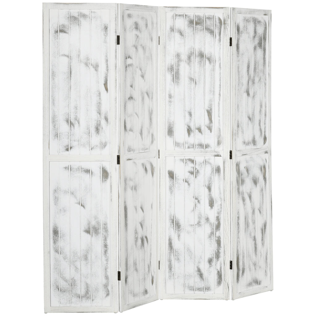 HOMCOM 5.5' 4 Panel Room Divider Folding Privacy Screen Panels, White