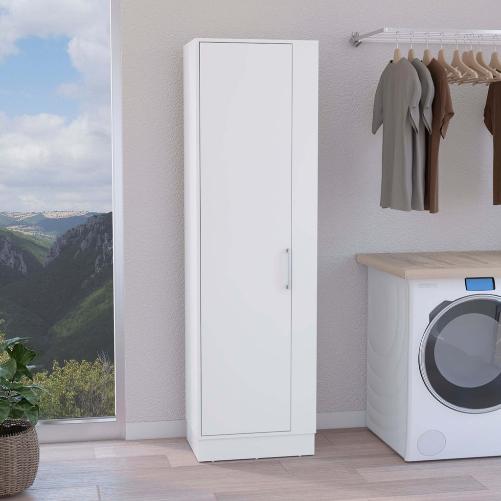 Lilo Storage Cabinet, Broom Hangers, Internal Shelves -White