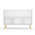 Kids Bookcase with Collapsible Fabric Drawers, White/Blue Children's Book Display Storage Cabinet Organizer