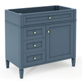 Modern Blue Bathroom Vanity Cabinet with 2 Drawers and Tip-out Drawer, Solid Wood Frame & MDF Board, 35'' x 17.87'' x 33''