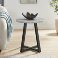 Modern Harmony Wood Round End Table, Gray