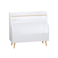 Kids Bookcase Children Book Organizer Toy Storage Cabinet White MDF with Pine Legs 32.7x13.4x29.5 inches