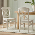 Harola Cross-back Dining Side Chairs in Set of 2, Smoky White Finish