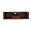 70-inch Modern TV Stand for TVs up to 80 inches, Dark Brown Woodgrain Finish with Ample Storage, Curved Corners, MDF Construction, 70.9'' L x 15.6'' W x 19.9'' H