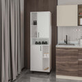 White Kitchen Pantry with Open Storage and 2 Doors