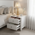 23' Nightstand with 2 Drawers, White Color - Sturdy Wooden Bedside Table for Bedroom  & Living Room Use, Modern Decor, MP1