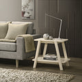 Metz Mid-Century Modern Wood Shelf End Table, Off-White Finish