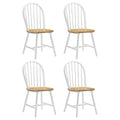 Natural Brown and White Spindle Back Side Chairs (Set of 4) - Rustic Farmhouse Style with Contrasting Wood Finish and Angled White Legs