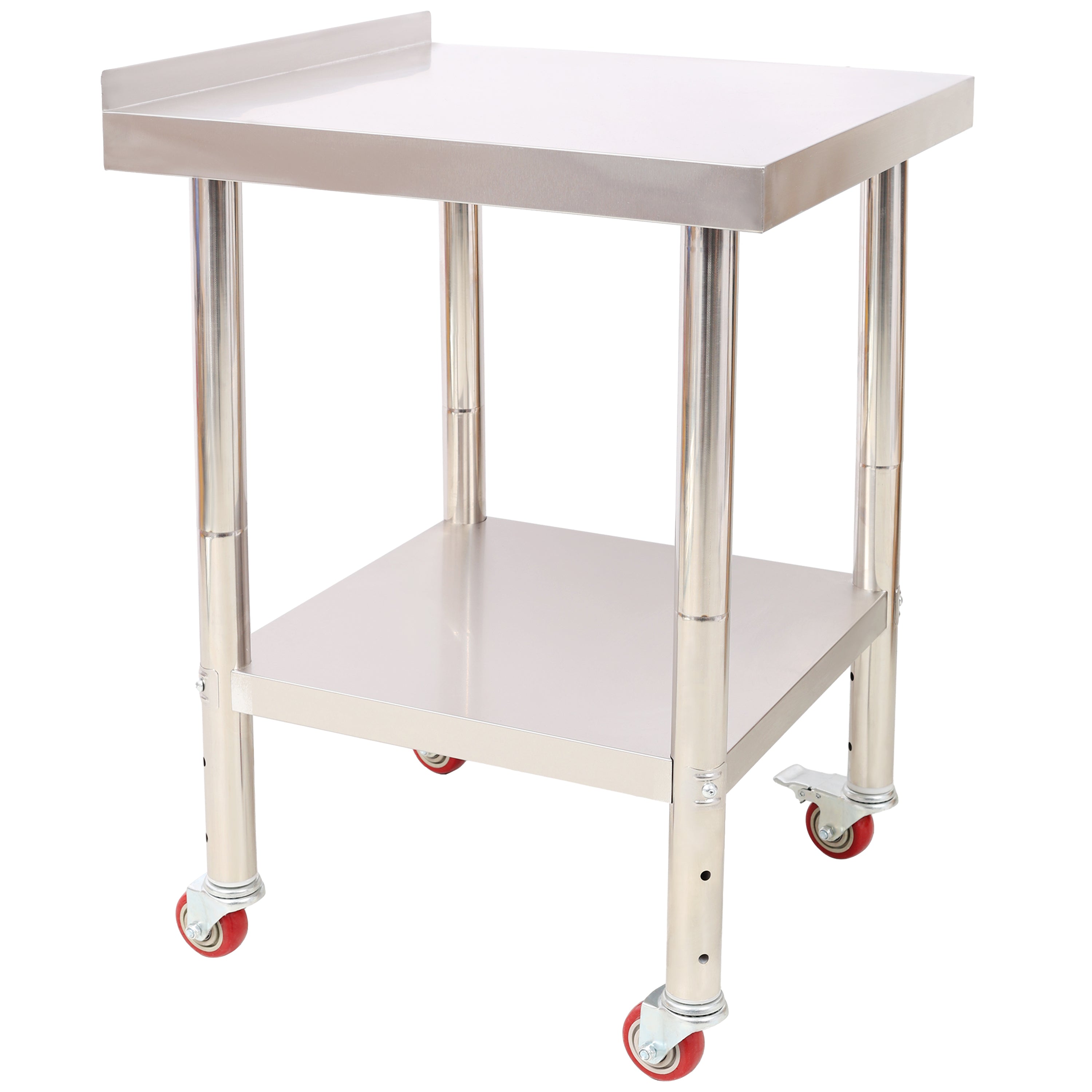 Stainless Steel Prep Table, 24 x 24 x 35-1/2 Inch, 440lbs Load Capacity Heavy Duty Metal Worktable with Backsplash Adjustable Undershelf & 4 Casters, Commercial Workstation for Kitchen Restaurant