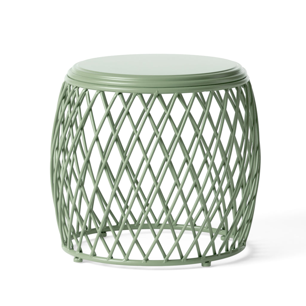 ALAMERA Stylish Side Table Lattice Design Green Iron 19.75 Inches