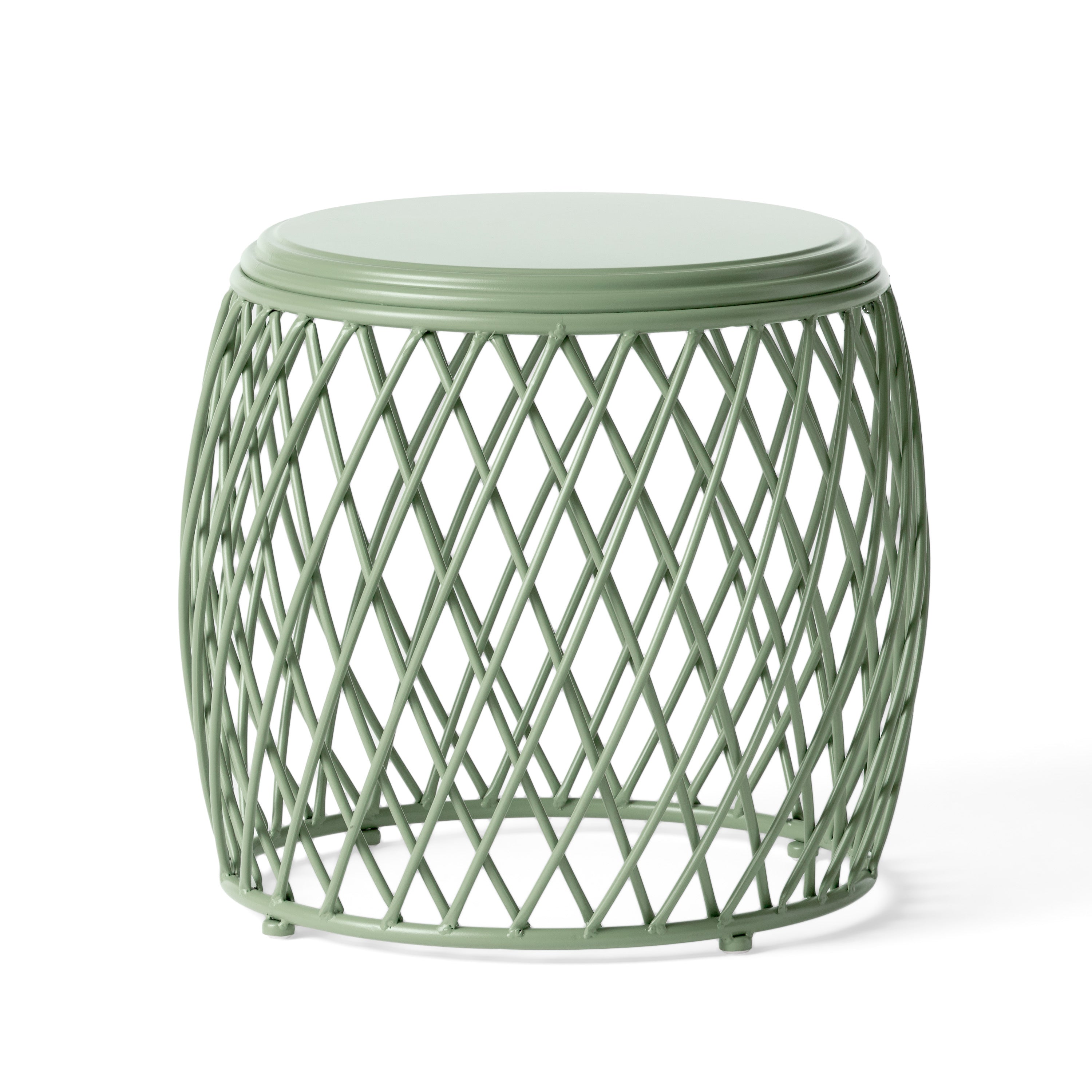ALAMERA Stylish Side Table Lattice Design Green Iron 19.75 Inches