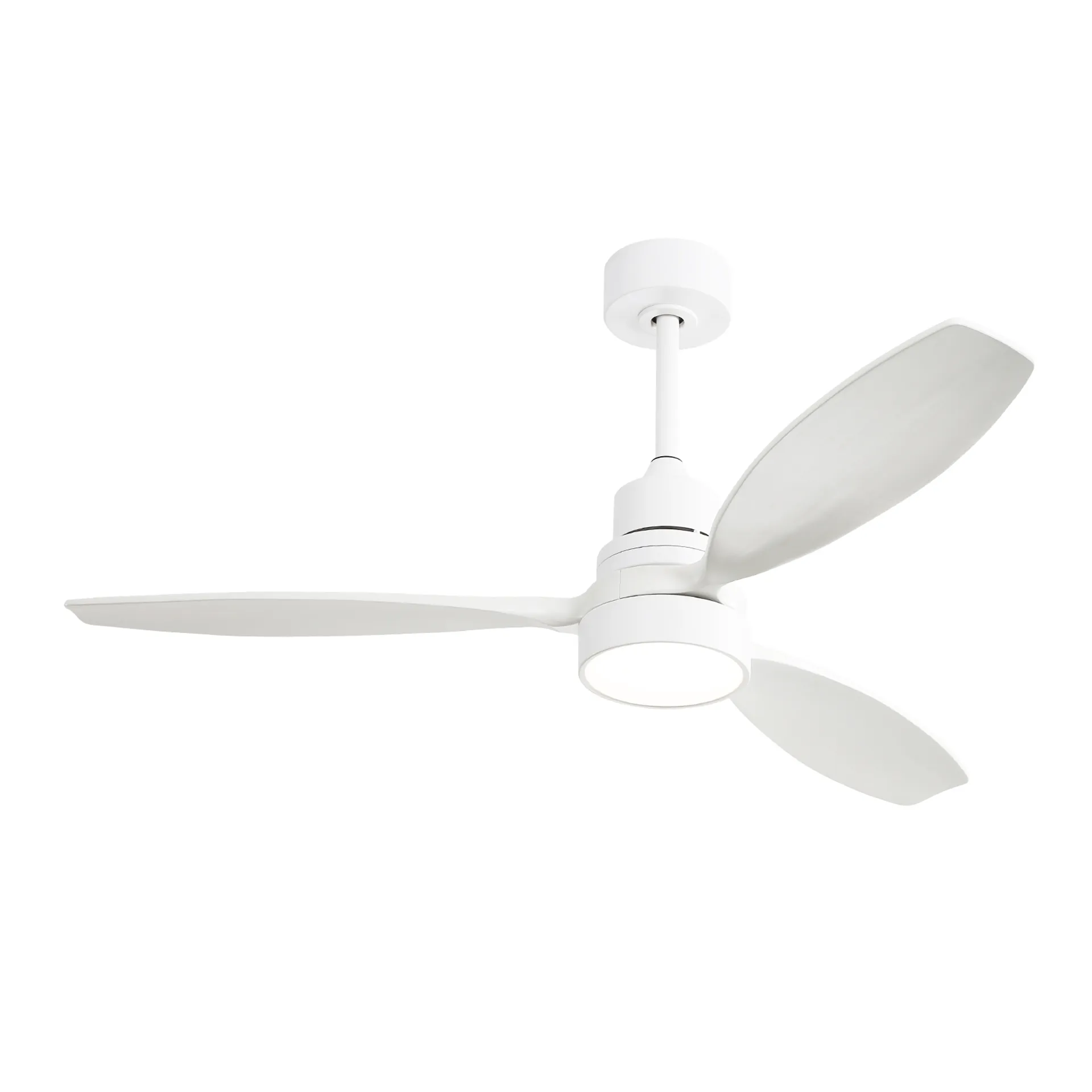 52 Inch Wooden Ceiling Fan White with 3 Solid Wood Blades and Remote Control DC Motor LED Light