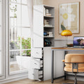 70.87' H Display Storage  Cabinet , 4-Tier Shelf, 3 Side Drawers , Modern Wooden Tall Bookshelf Bookcase for Living Room Home Office