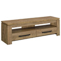 Tesoro Mango Finish Engineered Wood TV Stand with 2 Drawers - Rustic Style, Black Metal Pulls, 59-Inch Wide