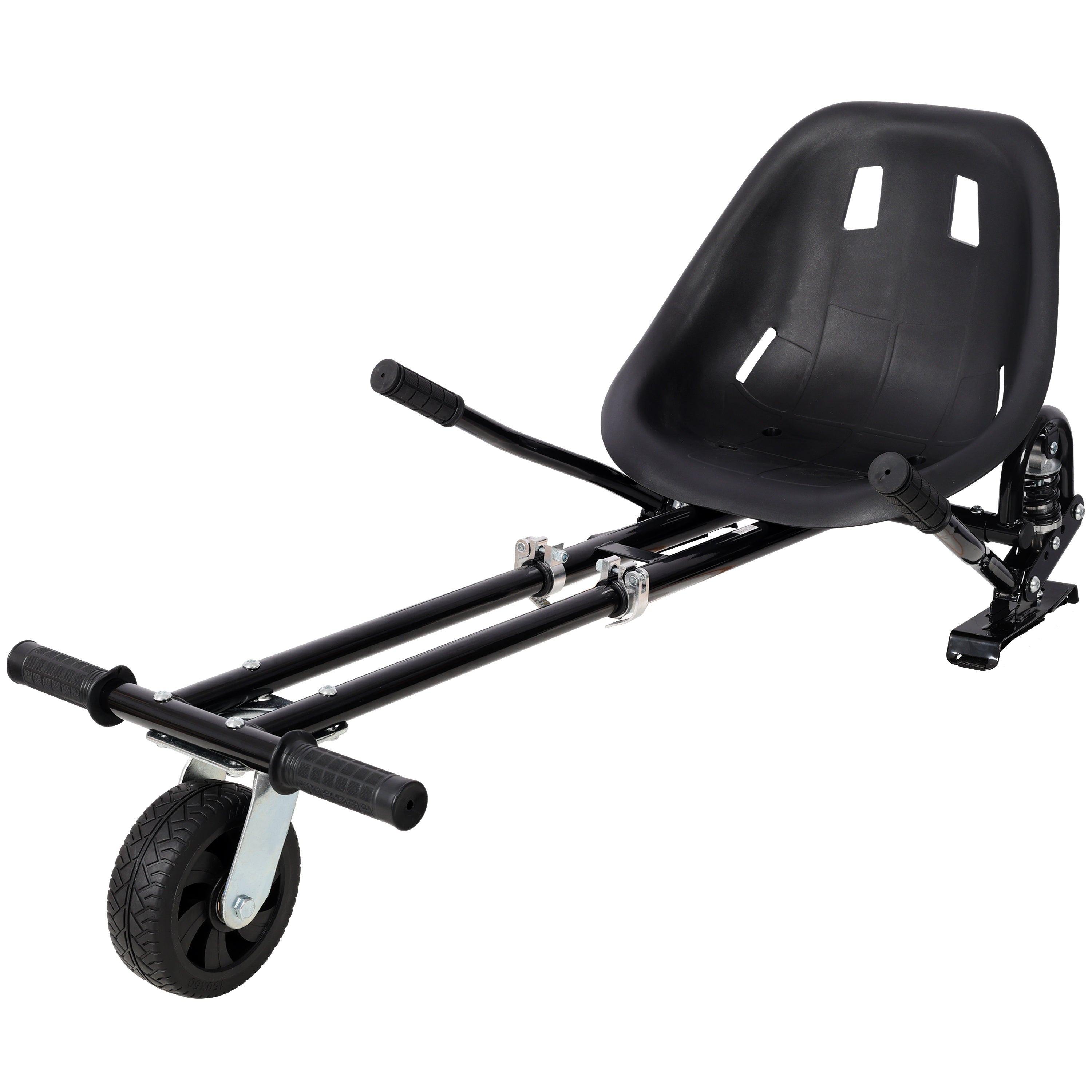 Hoverboard Seat Attachment Go-Kart,Fits 6.5' 8'10' Hoverboards, Heavy Duty Dual Pole & Dual Shock Absorber,Sturdy Adjustable Off-Road Frame,Hover Cart for Family Fun,not include Hoverboard,Black