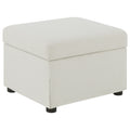 Merced Beige Upholstered Hydraulic Lift Top Storage Ottoman with Hidden Compartment, Soft Neutral Fabric, 24 x 19.5 x 17 Inches