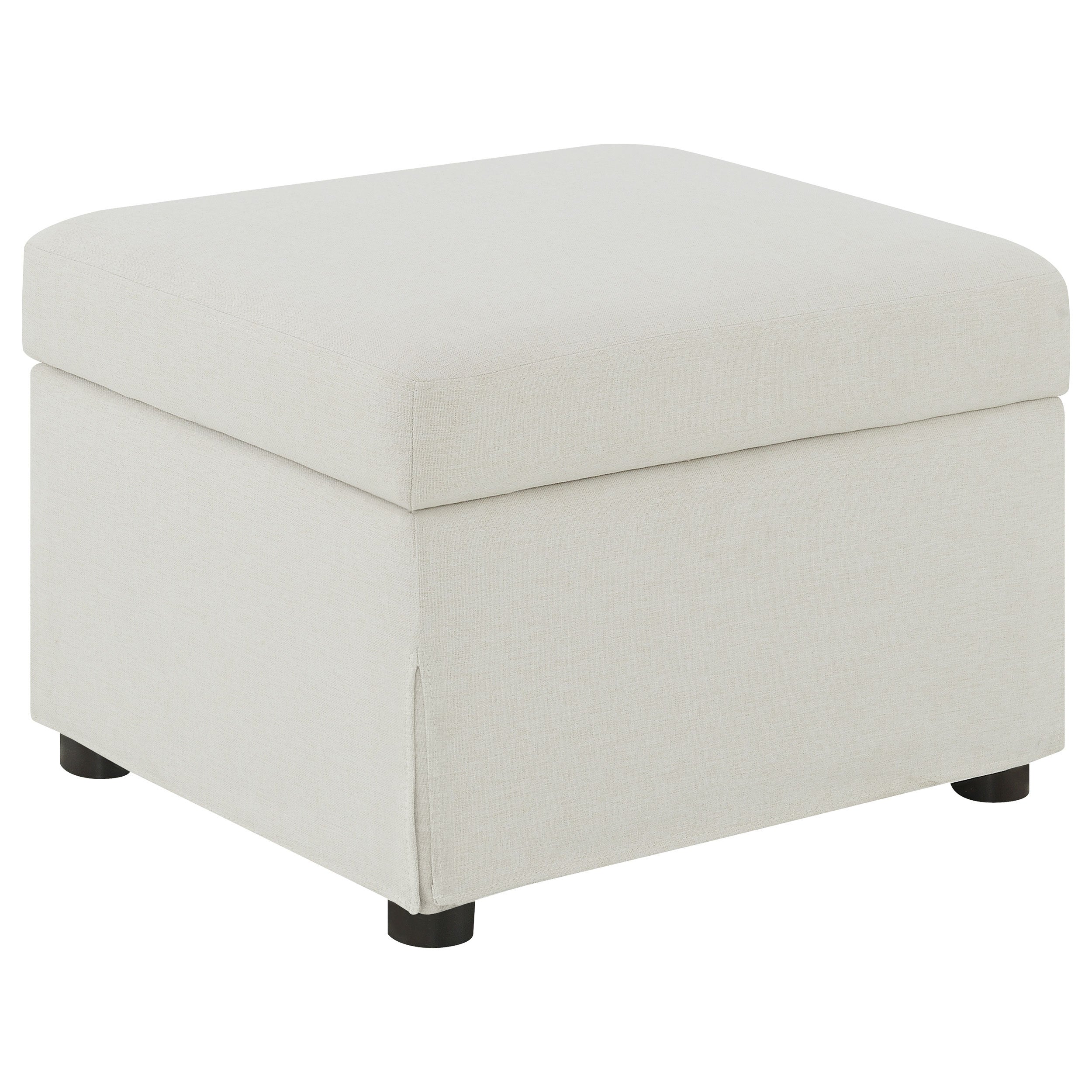 Merced Beige Upholstered Hydraulic Lift Top Storage Ottoman with Hidden Compartment, Soft Neutral Fabric, 24 x 19.5 x 17 Inches