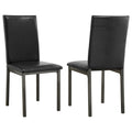 Black and Grey Faux-Leather Upholstered Side Chair Set of 2 in Black Finish with Metal Frame, 36.5H x 17.5W x 19.5D