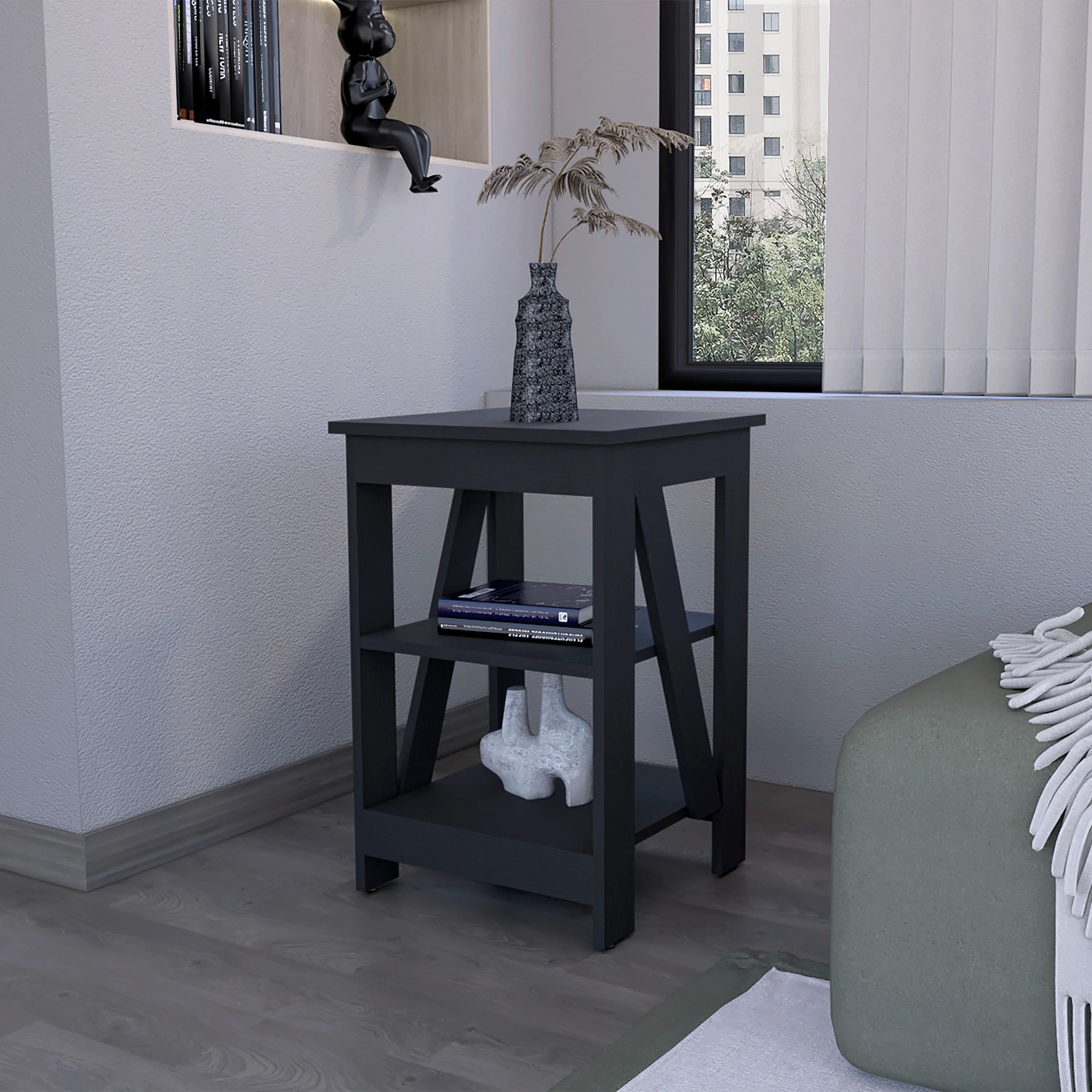 Wenge Table with 2 Shelves