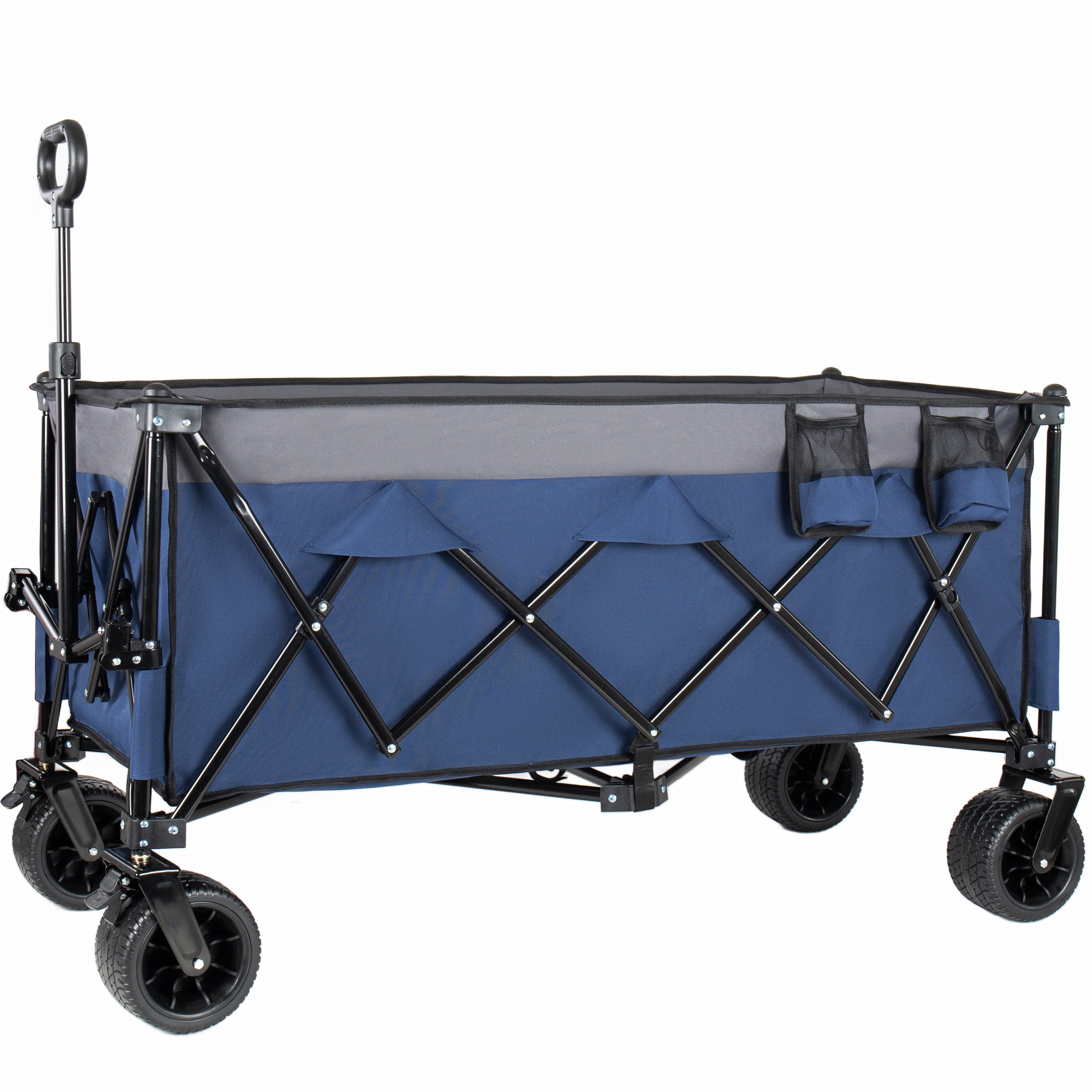 51-inch Extended Heavy-Duty Foldable Utility Wagon, 480lbs, Patented Ultra-Stable Frame, 1:6 Space-Saving Fold, Portable and Collapsible for Beach, Sports, and Garden Use,Dark blue-Gray
