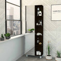 Wenge 5-Shelf Linen Cabinet with Mirror