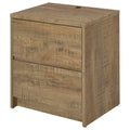 Geary Mango 2-Drawer Nightstand with LED Lights and USB Charging Ports in Mango Finish, Engineered Wood