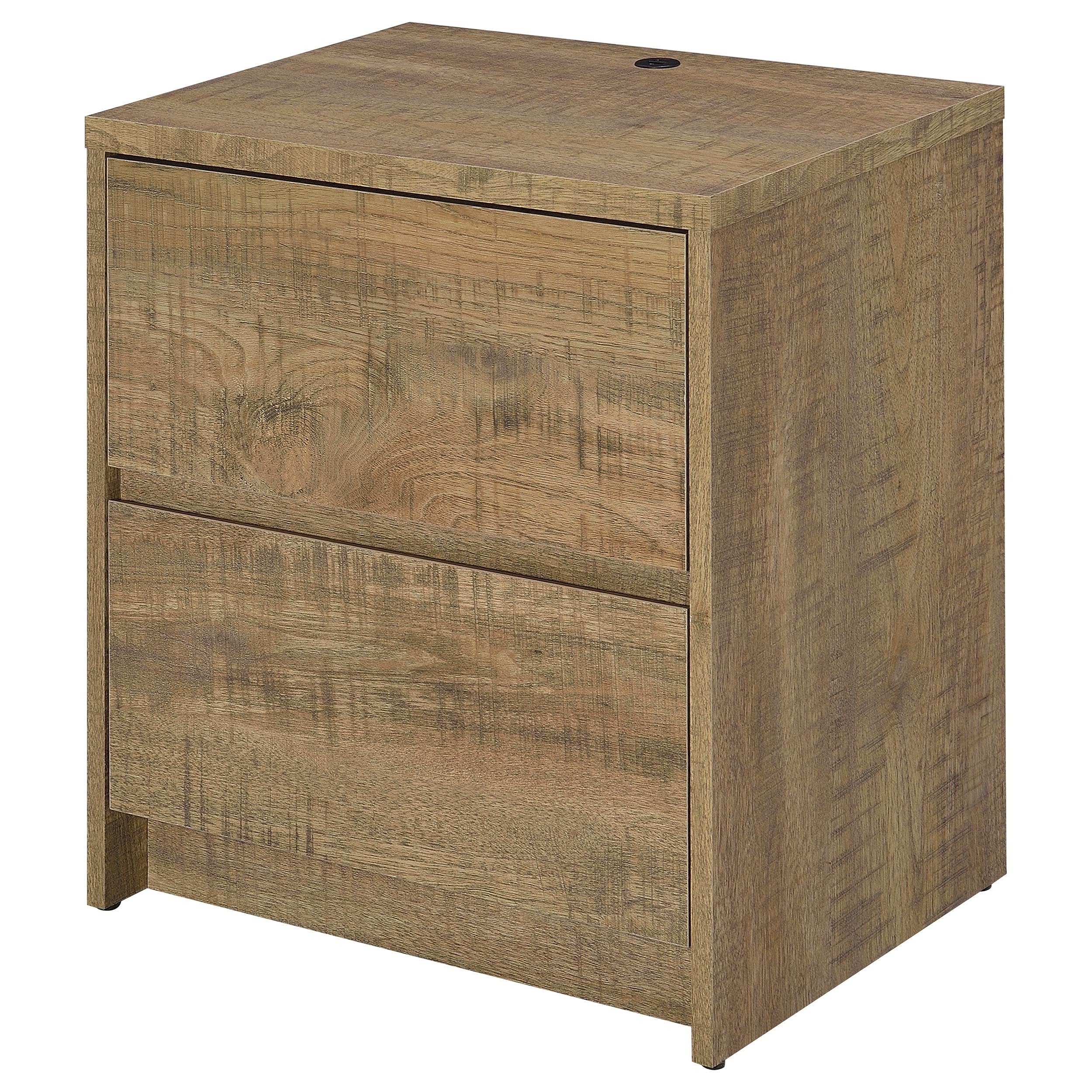 Geary Mango 2-Drawer Nightstand with LED Lights and USB Charging Ports in Mango Finish, Engineered Wood