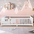 Full Size Bed Floor Bed with Safety Guardrails and Door for Kids, White(Old SKU: W1580P154625)